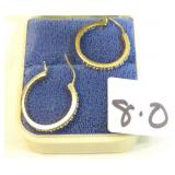 14KT Gold & Diamond Hoop Earrings