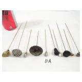 Excellent Lot of 10 Antique Hat Pins