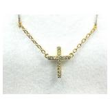 Gold Plated Sterling Silver CZ Cross Shape Pendant
