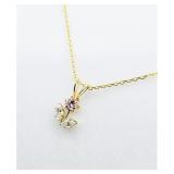 10KT Yellow Gold CZ Flower Pendant