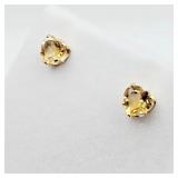 14KT Gold Natural Citrine Heart Shape Earrings