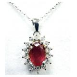 Sterling Silver Ruby (1.04ct) Pendant & Chain