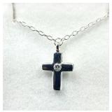 Sterling Silver CZ Cross Shaped Pendant & Chain