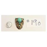 Czech Art Deco Neiger Peking Glass Brooch Pin