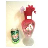 Victorian Hand Painted Satin Glass Vase