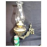 Glass Oil Lamp With Cast Iron Bracket