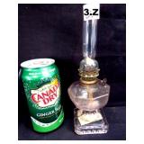 Miniature 'Greek Key' Antique Glass Oil Lamps