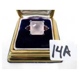 14KT Gold Ring With Rose Quartz, Diamonds & Garnet