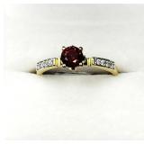 Gold Plated Sterling Silver Garnet Ring
