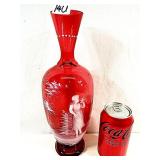 11ï¿½' Tall Mary Gregory Cranberry Glass Vase