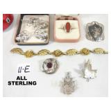 9 Piece Ladies Sterling Silver Jewelry Lot