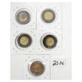 5 Canadian Collectible Toonie Coins
