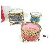3 Small Crystal Victorian Jewel Boxes