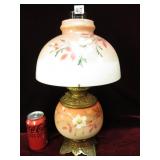Lovely Antique Hand Painted Glass Oil Lamp