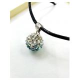 Sterling Silver White & Turquoise Crystal Necklace