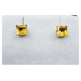 14KT Yellow Gold Natural Citrine Quartz Earrings