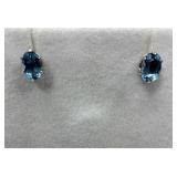 10KT White Gold Blue Topaz Earrings