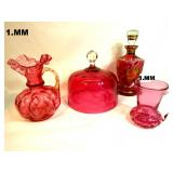4 Pieces of Victorian Cranberry Glass