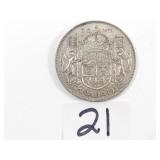1952 Canadian Half Dollar Silver Coin