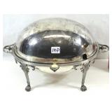 Large Victorian Silver Plate Roll Top Lidded Dish