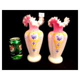 Pair of Victorian Pink Cased Satin Glass Vases