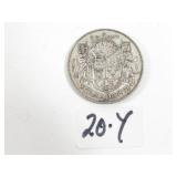 1951 Canadian Half Dollar Silver Coin