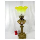 Magnificent 28' Tall Ornate Brass Column Oil Lamp