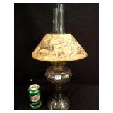 Antique Beaded Pat. Glass Oil Lamp