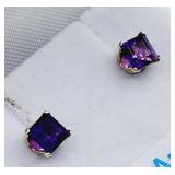 14KT Yellow Gold Amethyst Stud Earrings