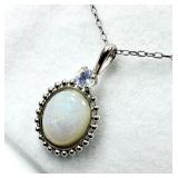 Sterling Silver Opal Pendant & Chain