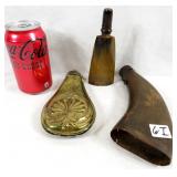 3 Antique Gun Powder Horns
