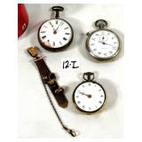 4 Piece Antique Mixed Pocket Watch & Related Lot