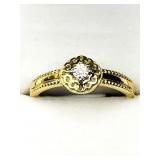 Gold Plated Sterling Silver Natural Diamond Ring