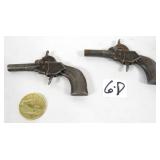 Pair of Mini Cast Iron 1900's Toy Pistol Cap Guns