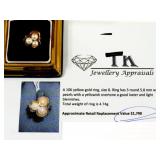 10KT Gold & 3 Pearl Ladies Ring