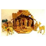 14 Piece Wooden Hand Carved Nativity Scene