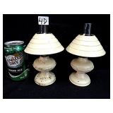 Pair of Miniature Tin Toleware Oil Lamps