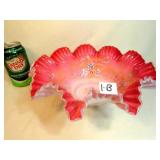 Victorian Cranberry Glass Brides Basket