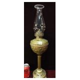 Ornate Cast Metal & Brass Victorian Oil Lamp