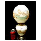 Hand Painted Swan Gone With The Wind Oil Lamp