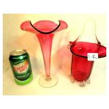 2 Pieces of Antique Cranberry Glass