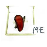 Custom Made Sterling Silver & Amber Ladies Ring