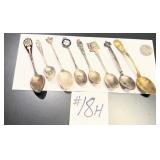 8 Sterling Silver Souvenir Spoons