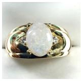 Gold Plated Sterling Silver Opal (0.76ct) Ring