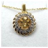 Gold Plated Sterling Silver Citrine Pendant