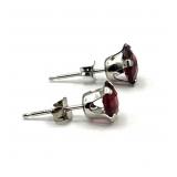 14KT White Gold Natural Garnet Stud Earrings