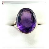 Sterling Silver Natural Amethyst Ring