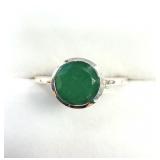 Sterling Silver Natural Green Onyx Ring