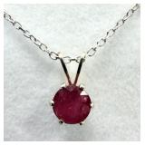 Sterling Silver Enhanced Ruby Pendant & Chain