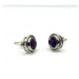 Sterling Silver Natural Amethyst (1.60ct) Earrings